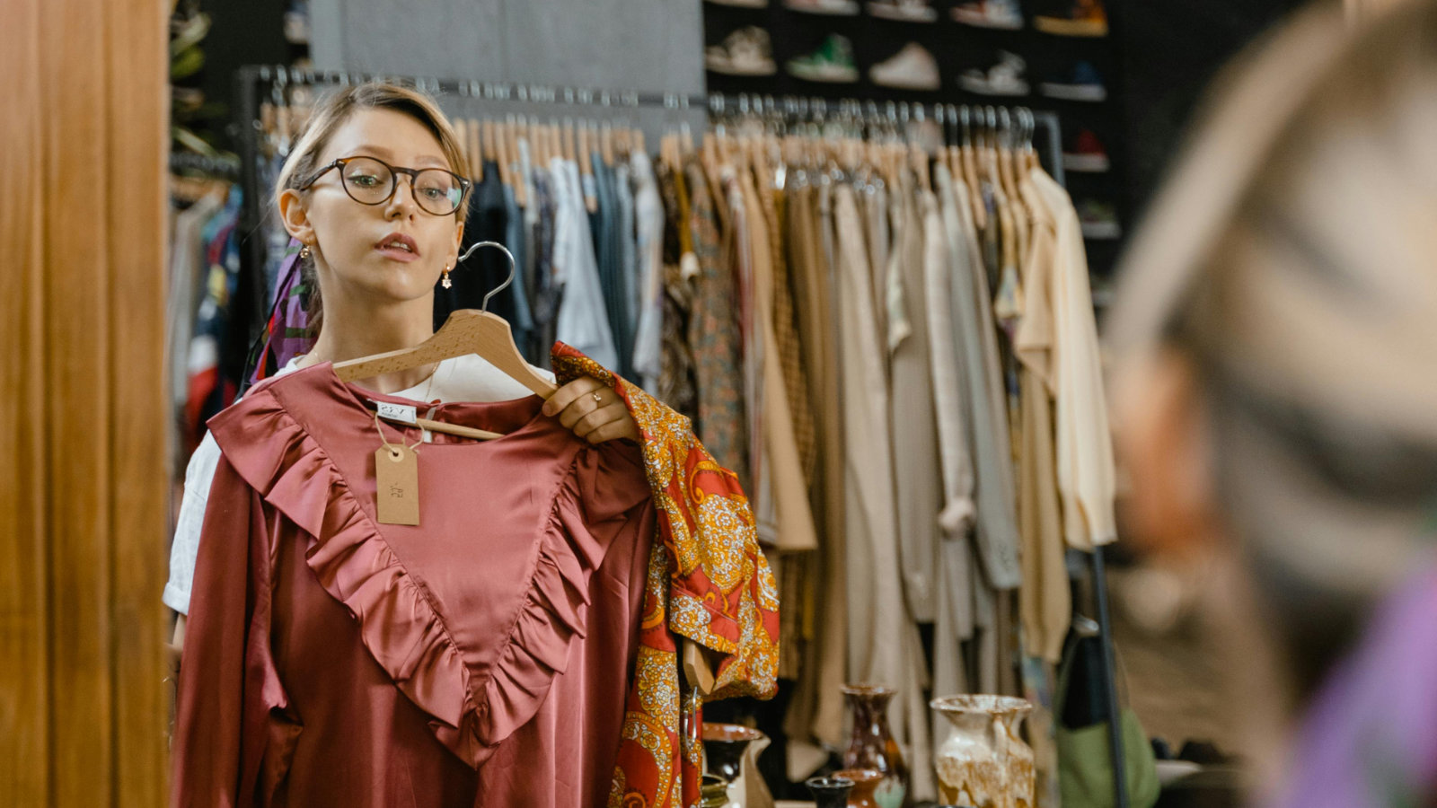 Customer in a commercial space with background music