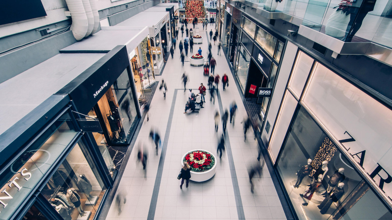 Different types of commercial spaces using background music